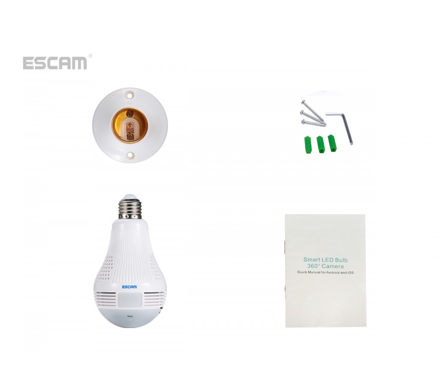 WiFi IP камера ESCAM QP136 960P HD LED Bulb Light фото - купить