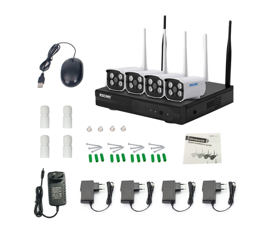 Комплект відеоспостереження ESCAM WNK403 4CH 720P Wireless NVR KITS EU купити