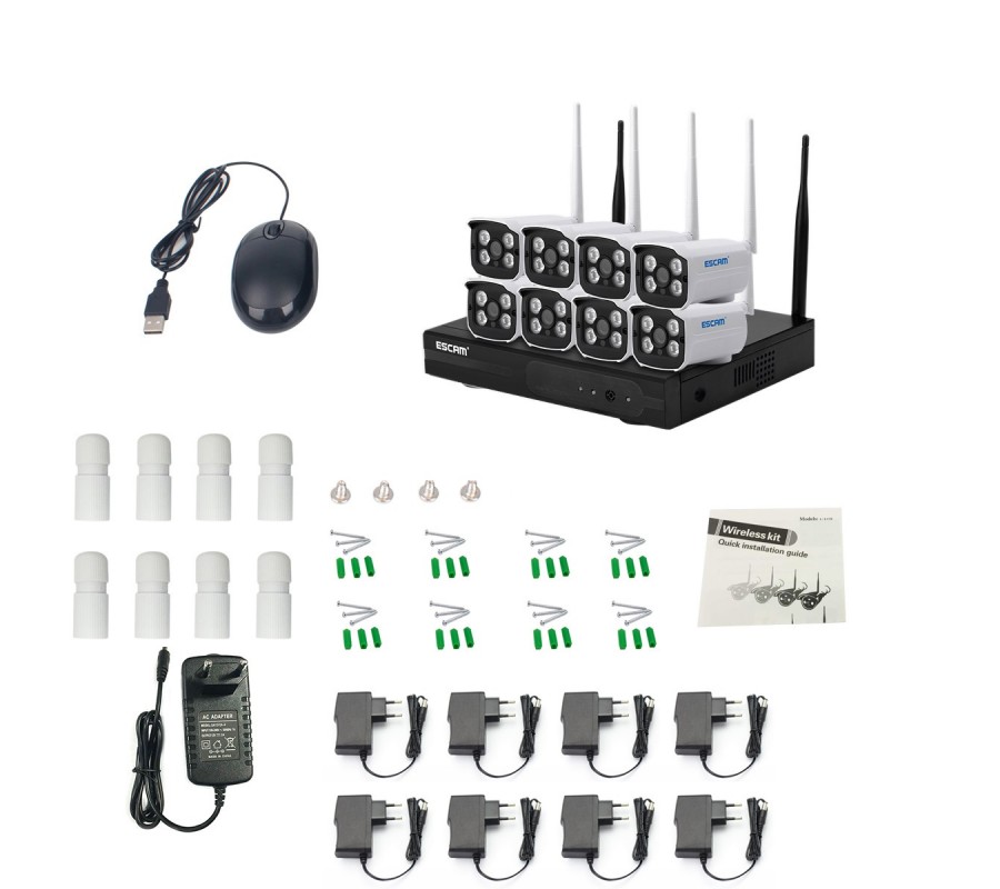 Комплект видеонаблюдения ESCAM WNK803 8CH 720P Wireless NVR KITS EU купить